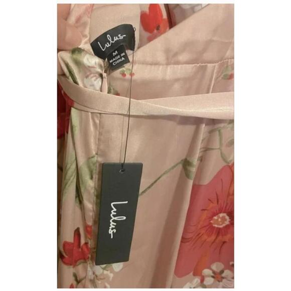 NWT Lulus Still the One Blush Pink Floral Print Satin Maxi Dress Size Medium - Picture 8 of 8